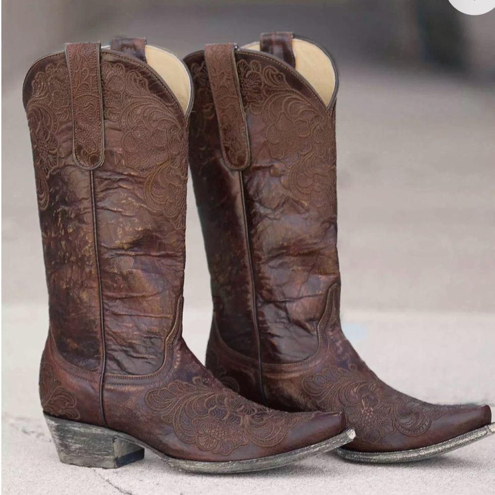 Old Gringo Yippee Kiyay Azalea Brown Leather Cowboy Boots